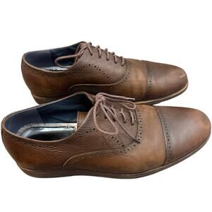 Men's Warehouse Size 11D Wide Brown Leather Oxford Dress Shoes Lace up